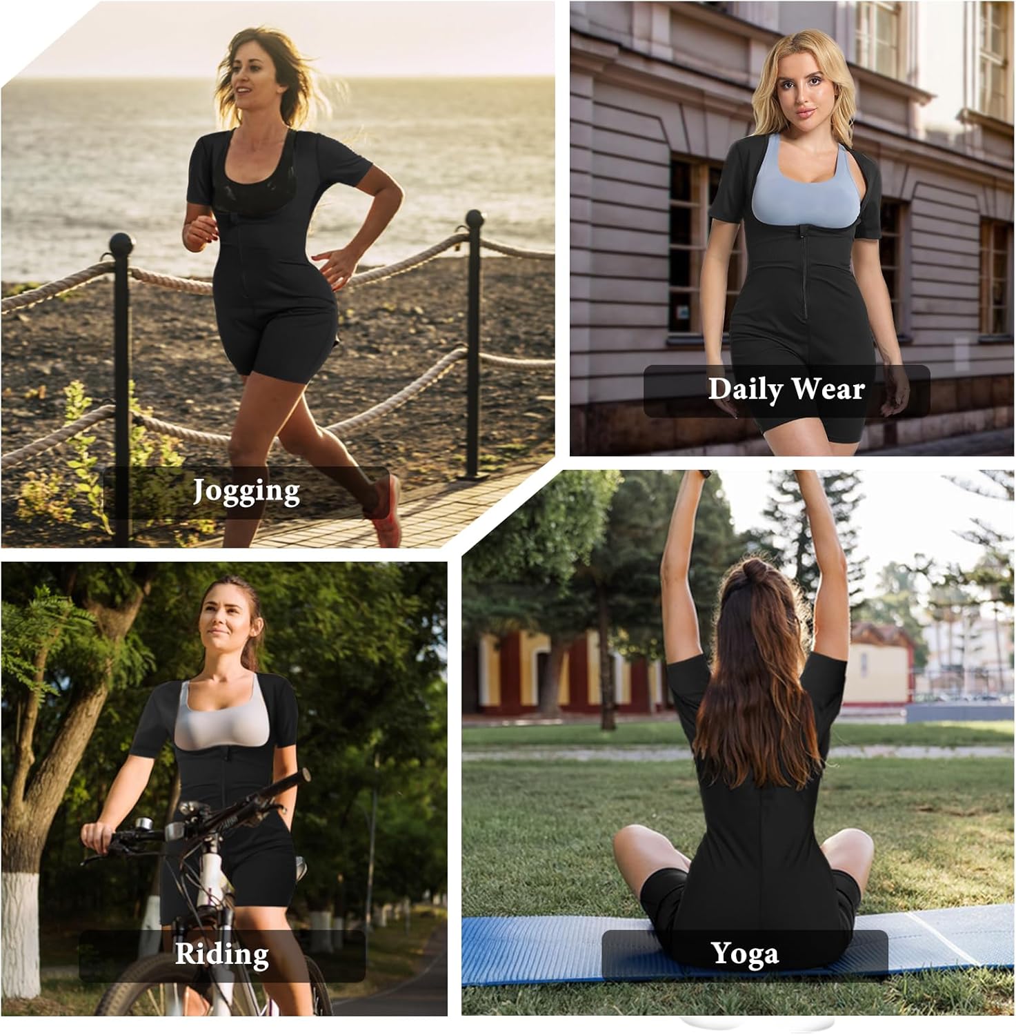 Sauna Suit for Women Ribbed Full Body Sweat Shirts Weight Loss Waist Trainer Slim Shaper Belly Fat Workout Jumpsuit - Image 8