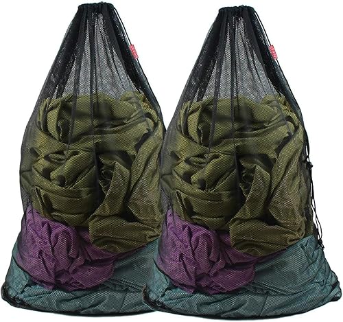 Meeall Paquete de 2 bolsas de malla para lavandería, plegables, resistentes, grandes, para lavandería o viajes, con cierre de cordones, color blanco disponible en Yaxa Colombia