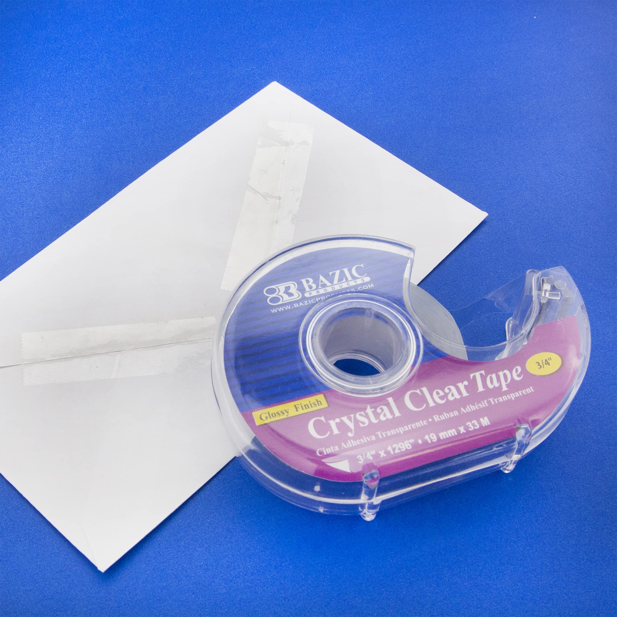 Bazic Lot de 24 rouleaux de ruban adhésif transparent avec dévidoir Finition brillante 1,9 x 3,29 cm