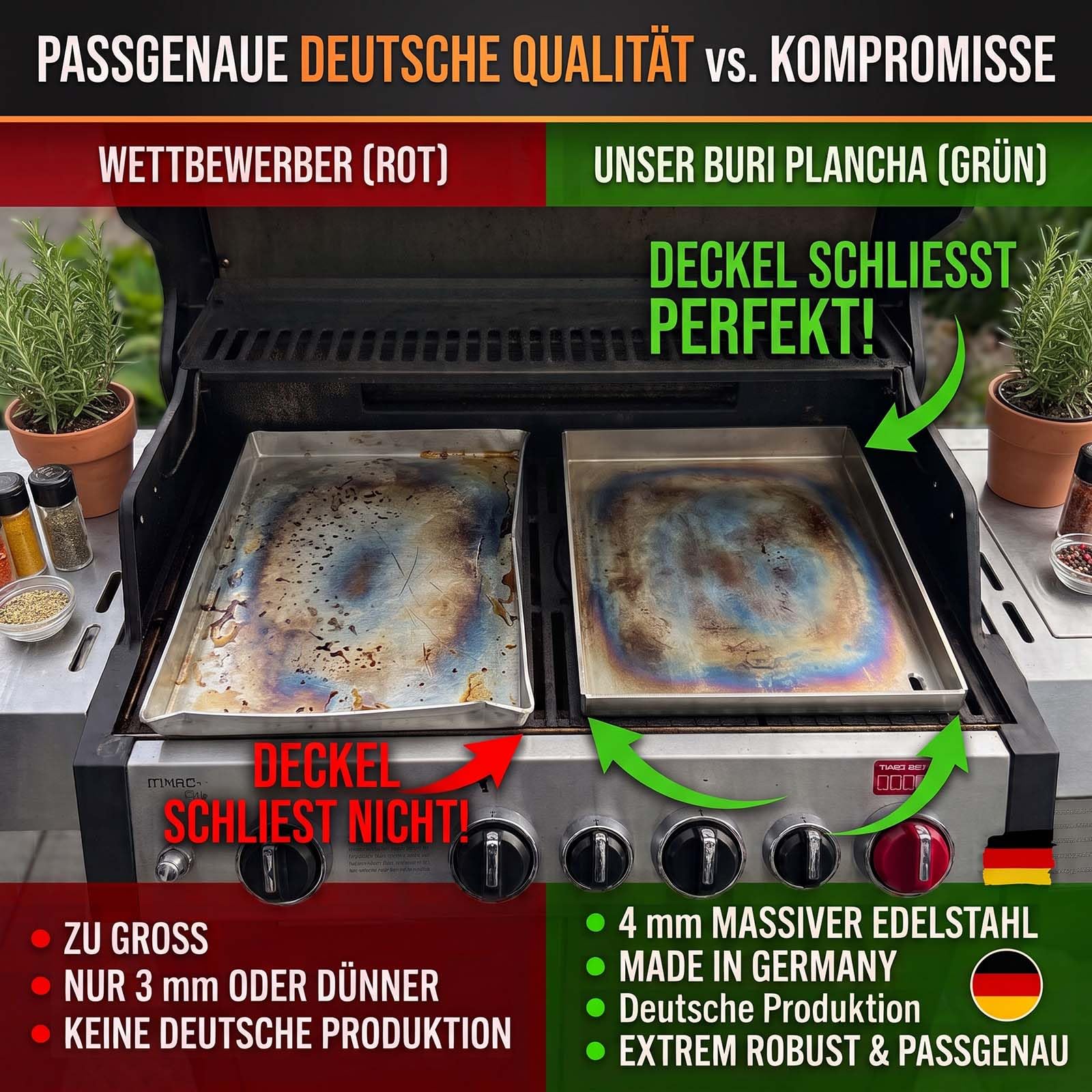 Buri 1 Plancha-Set 30x37 CM, Acciaio, Compatibile Con Napoleone Gasgrills