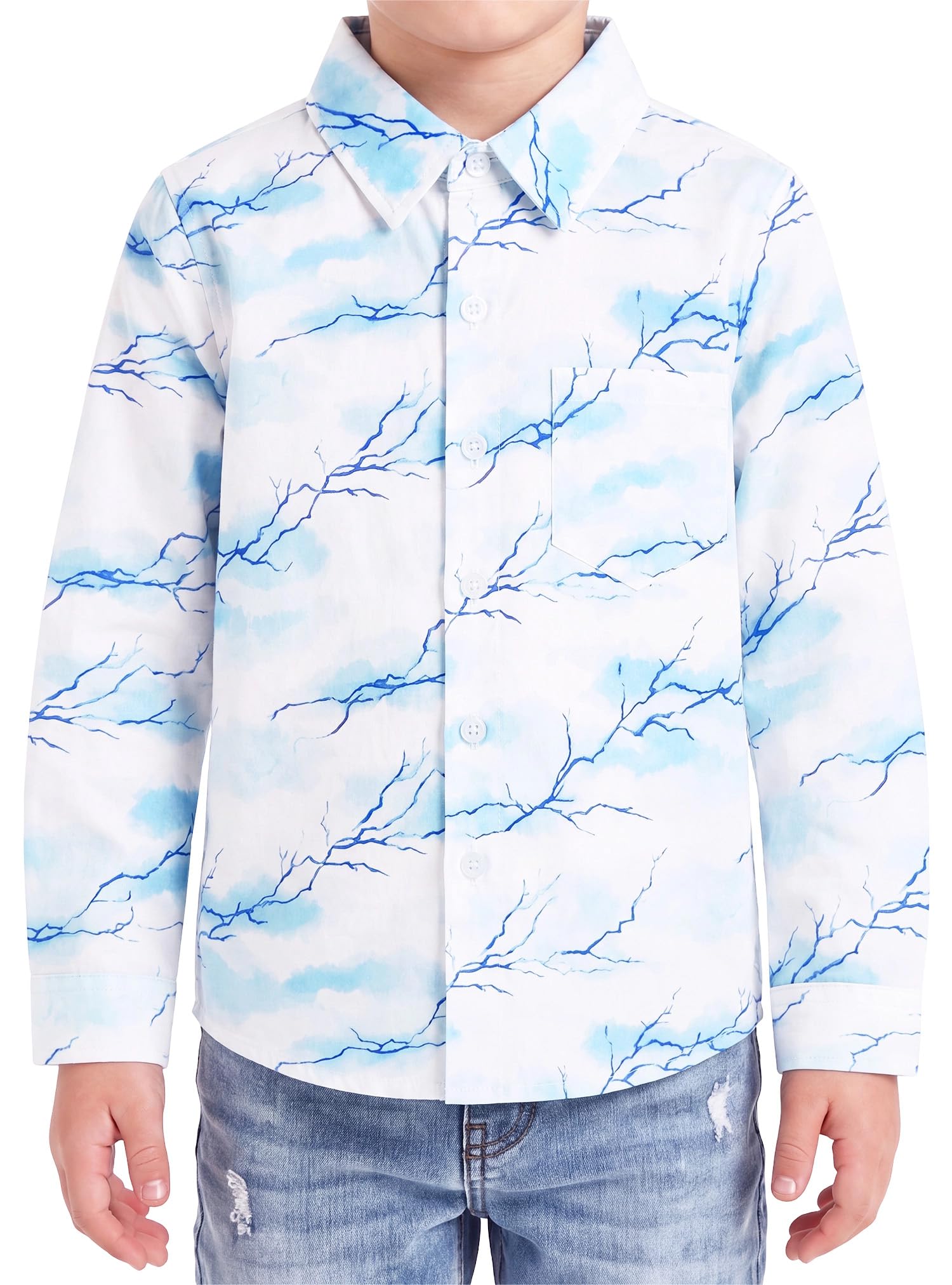 Boys Hawaiian Button Down Shirt, Pure Combed Cotton Short Sleeve Size 3-15Y