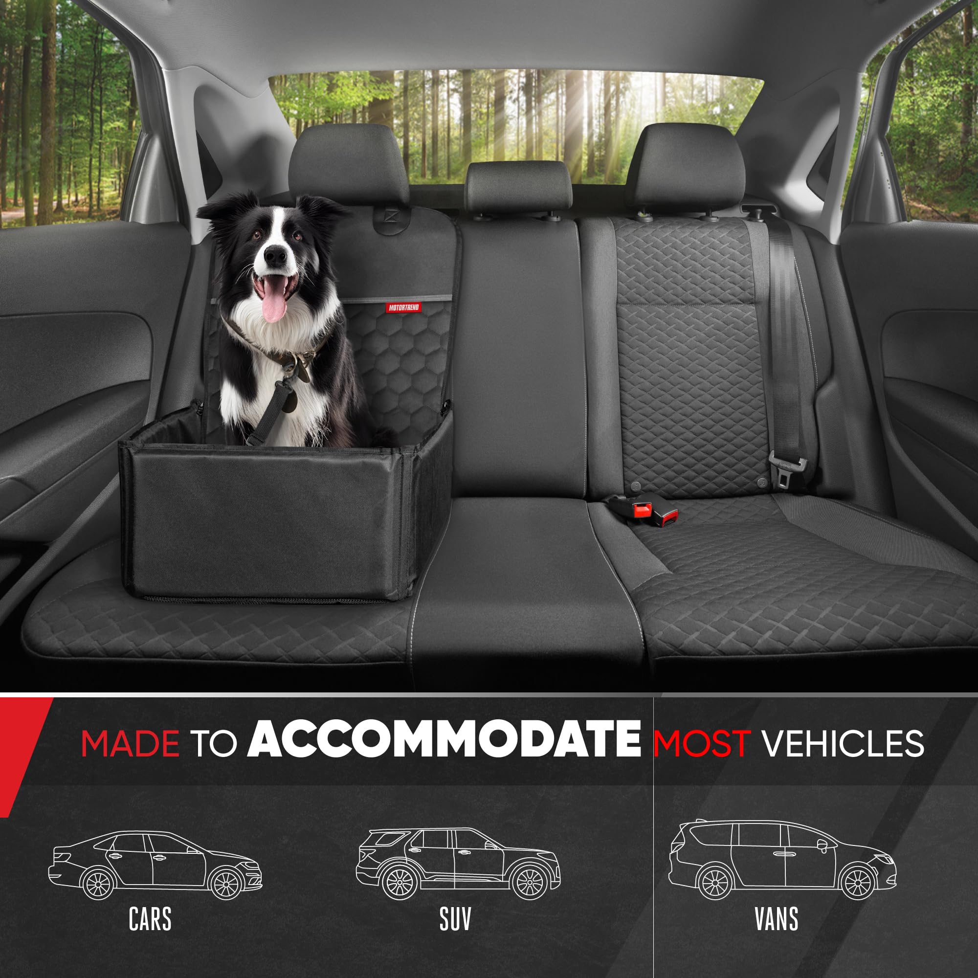 Motor Trend Hundeautositz - 2 in 1 Wasserdicht Faltbar Eimer Stil Hund für Mittlere und Kleine Hunde Auto Schutz für Haustiere und Anti-Angst Sitz für Haustiere