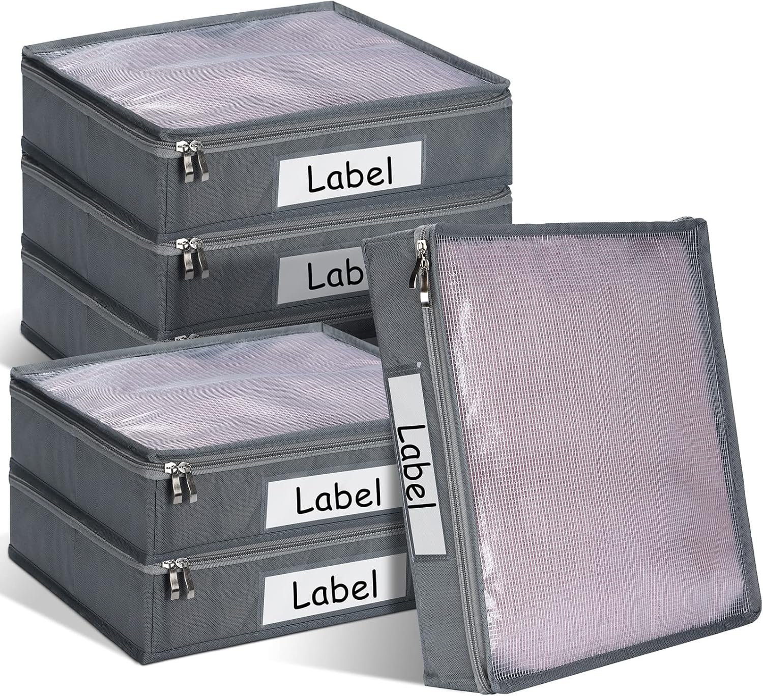 Panelee 6 bolsas de almacenamiento de suéter de 14 x 12 x 3 pulgadas, organizador de suéter con cremallera de fácil deslizamiento, organizador de