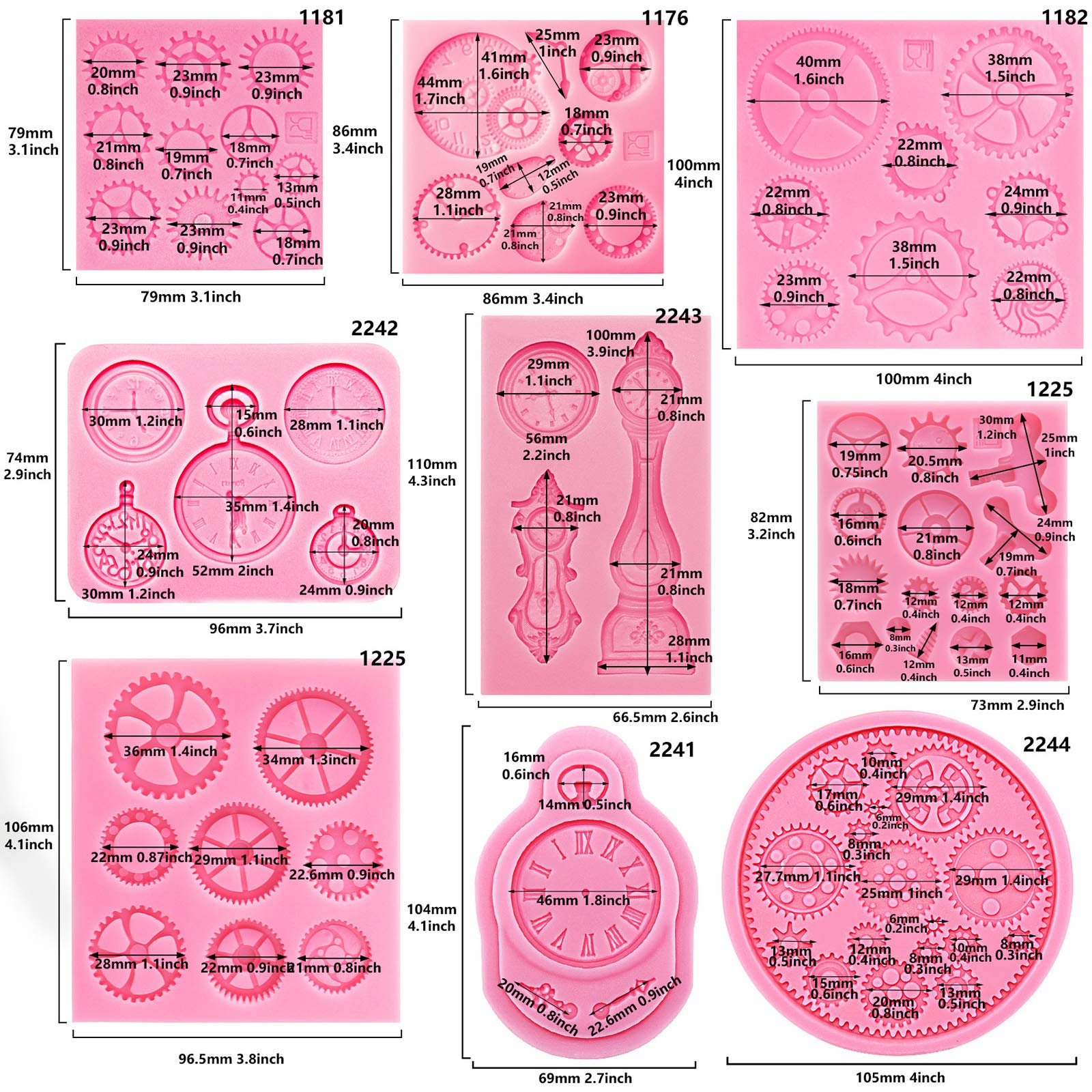 iSuperb 4 pezzi Stampi per Resina Epossidica Stampo per Ingranaggi Orologio Stampi Silicone Gear Resin Molds per DIY Gioielli Artigianali (4 Stampi