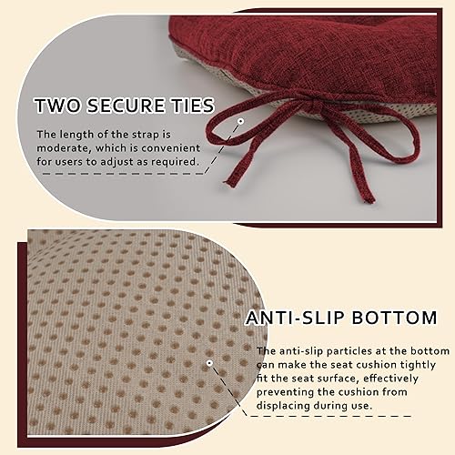Miniatura 5 de ELFJOY Juego de 4 cojines para sillas de comedor, 18 x 18 x 3 pulgadas, cojines para sillas de cocina, cojines de asiento suaves y cómodos con lazos