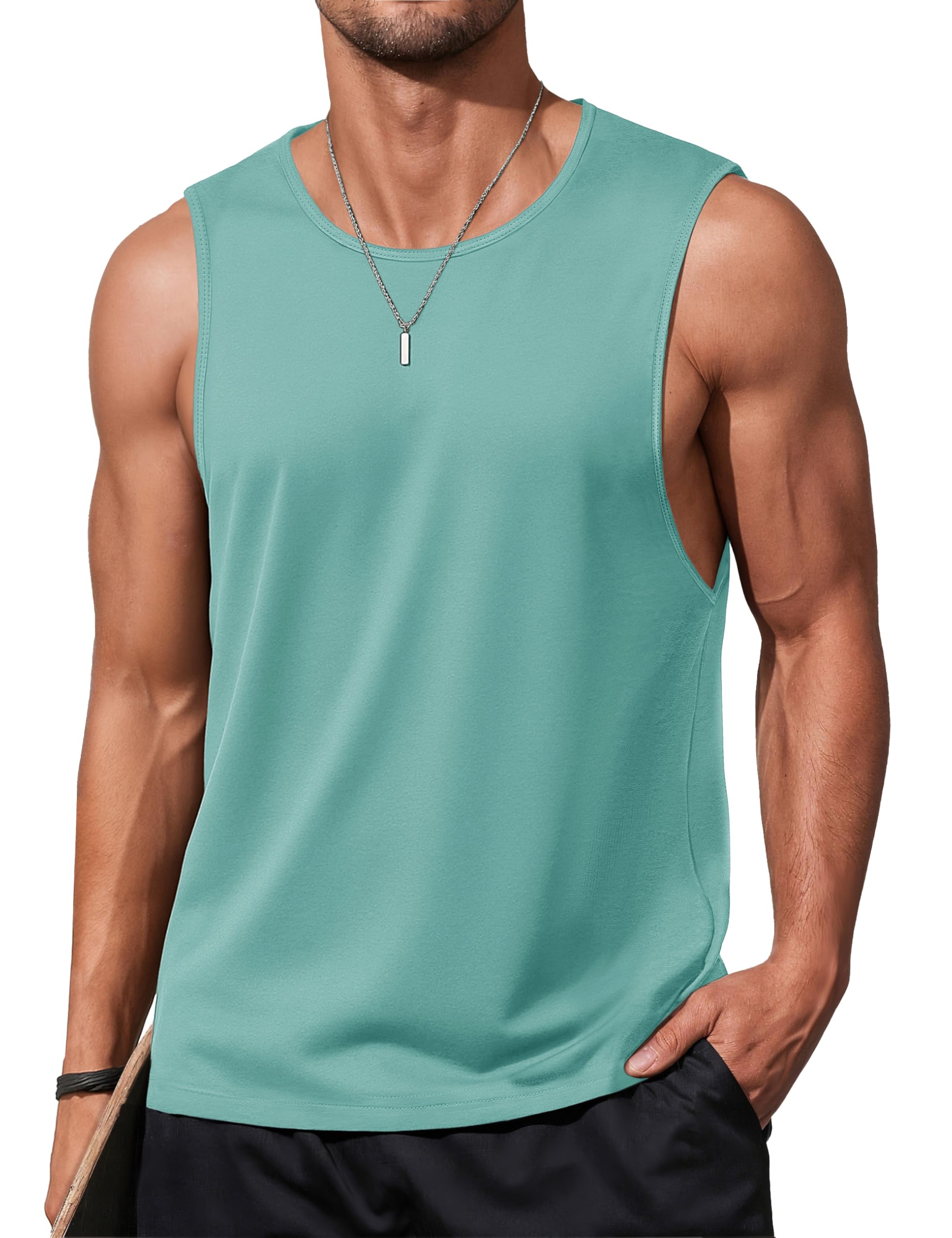 MAGCOMSEN Men's Tank Tops Workout Gym Sleeveless Shirts Moisture Wicking Breathable Muscle Shirt Casual Summer Tanks