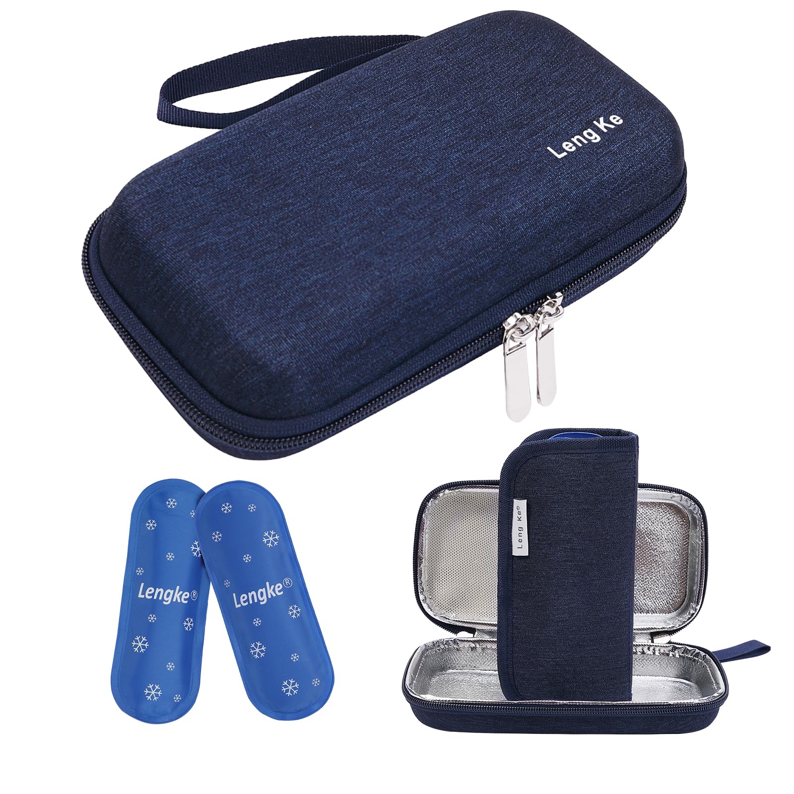 BOMKEE Insulin Cooler Travel Case, Insulated Pouch for Insulin Refrigerated Medicine Organizer Bag Carrying Case Storage Bag with 2 Ice Pack