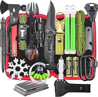 Gifts for Men Dad Husband Fathers, Camping Survival Gear and Equipment Kit 32 in 1, Cool Gadgets Christmas Birthday Gift I...
