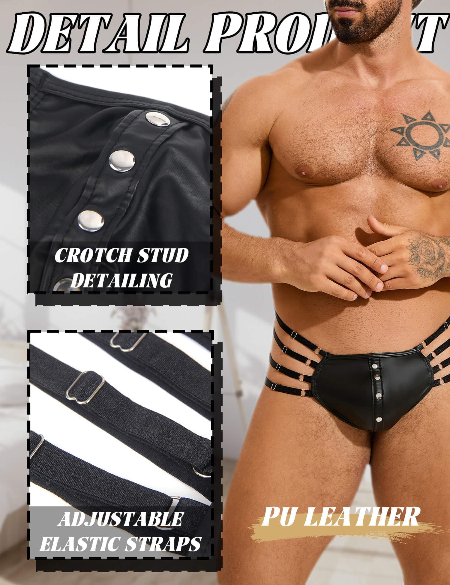 ohyeahlady Tanga För Män Hot I Plusstorlek Syntetiskt Läder String Manliga Stringtrosor Sexig g Sträng Jockstrap Sexy Men Herrkalsonger Underkläder Herrtrosor Briefs Herr Underbyxor