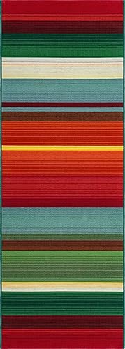 Miniatura 3 de Unique Loom Outdoor Modern Collection - Alfombra de área Jaco (2 pies x 6 pies 1 pulgada, color azul claro)