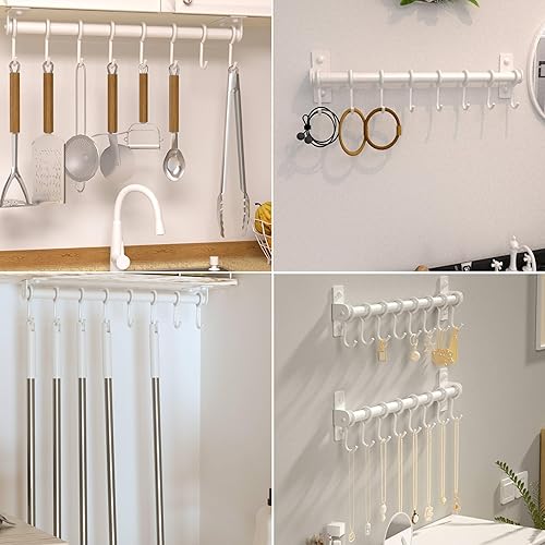 Miniatura 4 de Dseap Ganchos de cocina para colgar utensilios, estante colgante para ollas, estante para utensilios de cocina con 8 ganchos para ollas, sartenes,