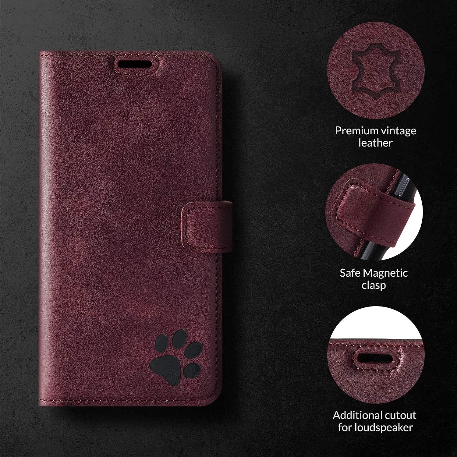SURAZO iPhone 12 Pro Max Case Wallet Genuine Leather - RFID 3 Card Slots & Cash Pocket - Secure Magnetic Closure Plus Stand Function Only for iPhone 12 Pro Max Screen Protector