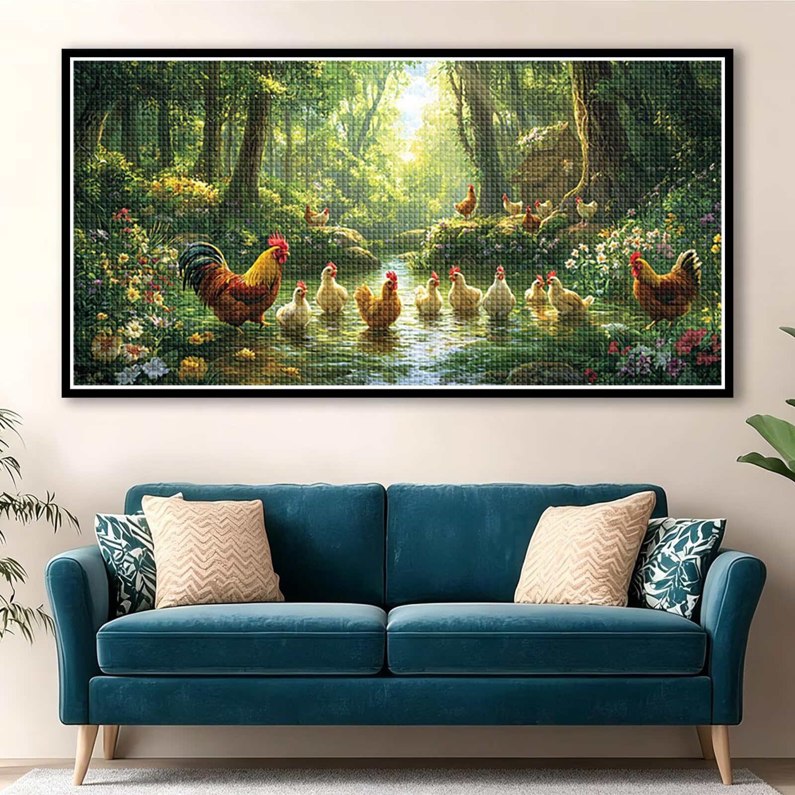 Diamond Painting Grande 200x100cm Pollo Diamond Painting Adultos, DIY Animal Pintura de Diamante Manualidades Adultos, 5D Cuadrado Rhinestone Bordado Punto de Cruz para Home Decoration Regalo 0J-217