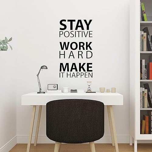 Miniatura 3 de Calcomanía motivacional para pared con texto en inglés Stay Positive Work Hard Make it Happen (Stay Positive Work Hard Make it Happen)