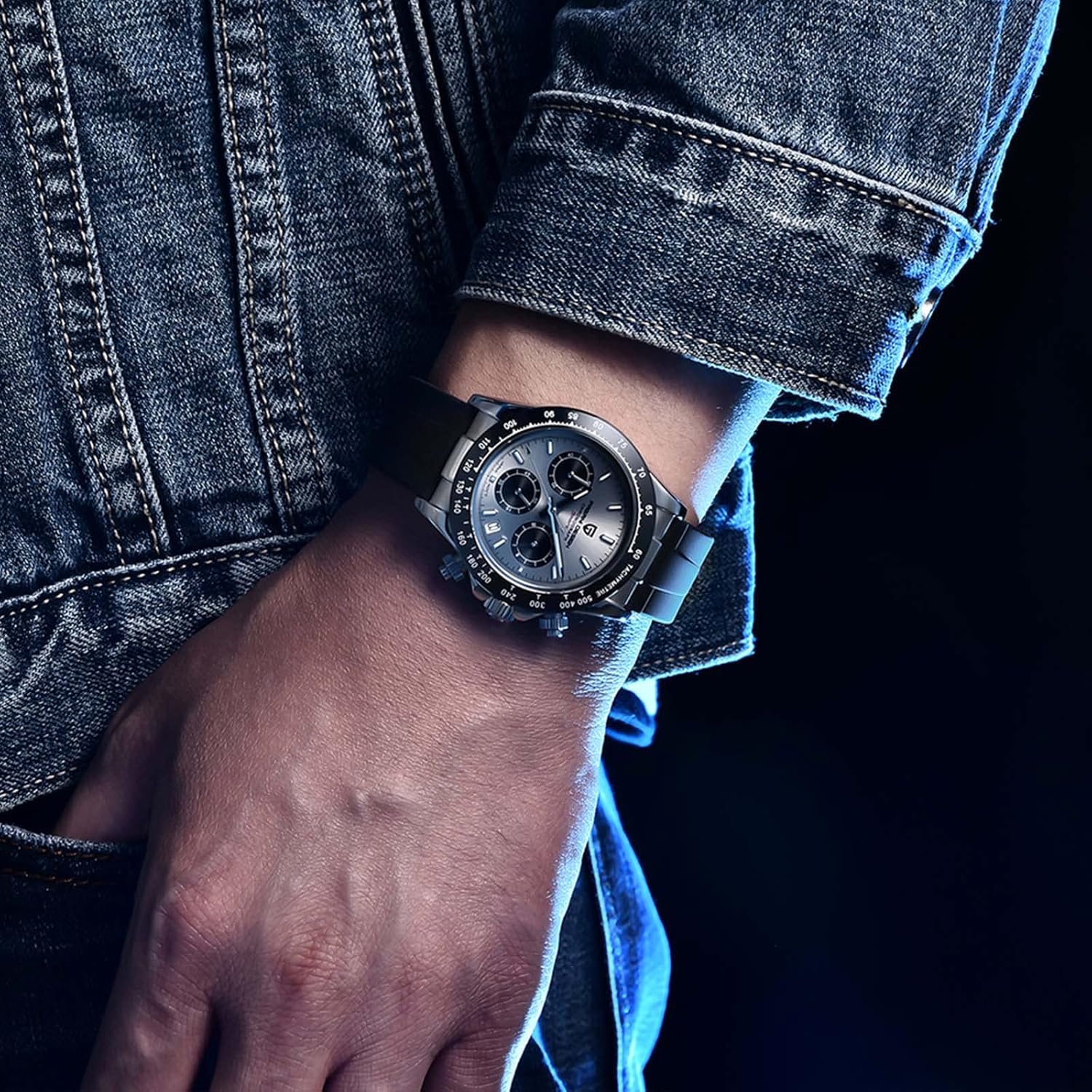 Pagani Design Orologio da Uomo al Quarzo, Cronografo Classico Multifunzione da Uomo, Movimento in Acciaio Inossidabile VK63, Orologio Sportivo da Uomo Resistente Allacqua 100M.