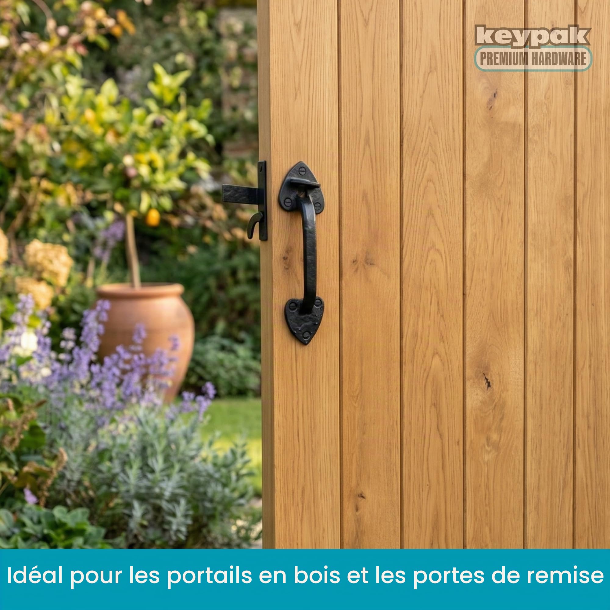 keypak Suffolk Loquet (levier à pouce) avec goupille de verrouillage double face pour portail, noir antique, 11,5 x 20 x 4,5 cm