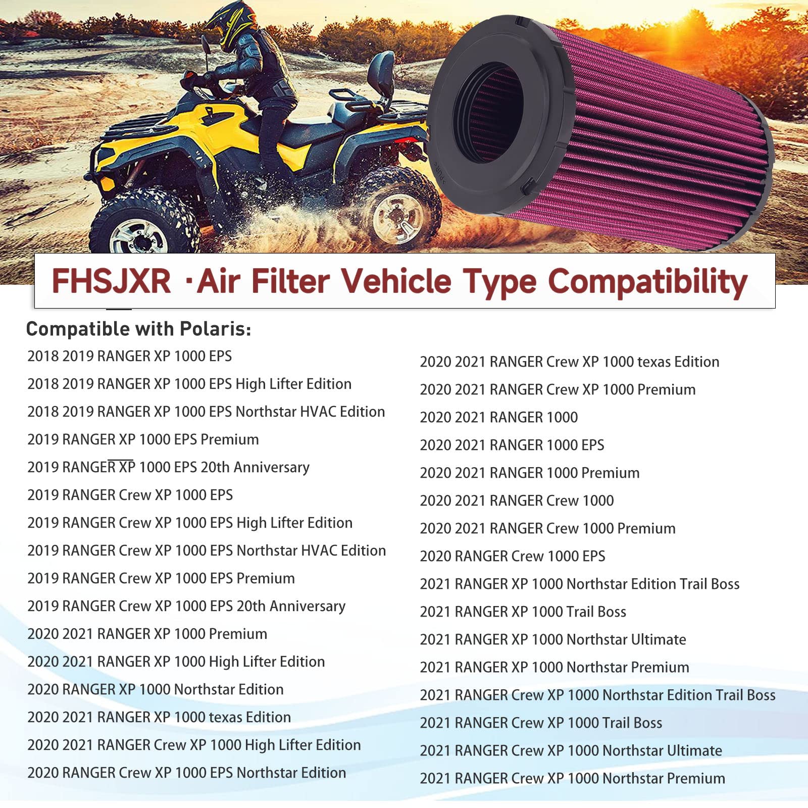 JCKLW Air Filter 7082265 Compatible With Polaris Ranger 1000
