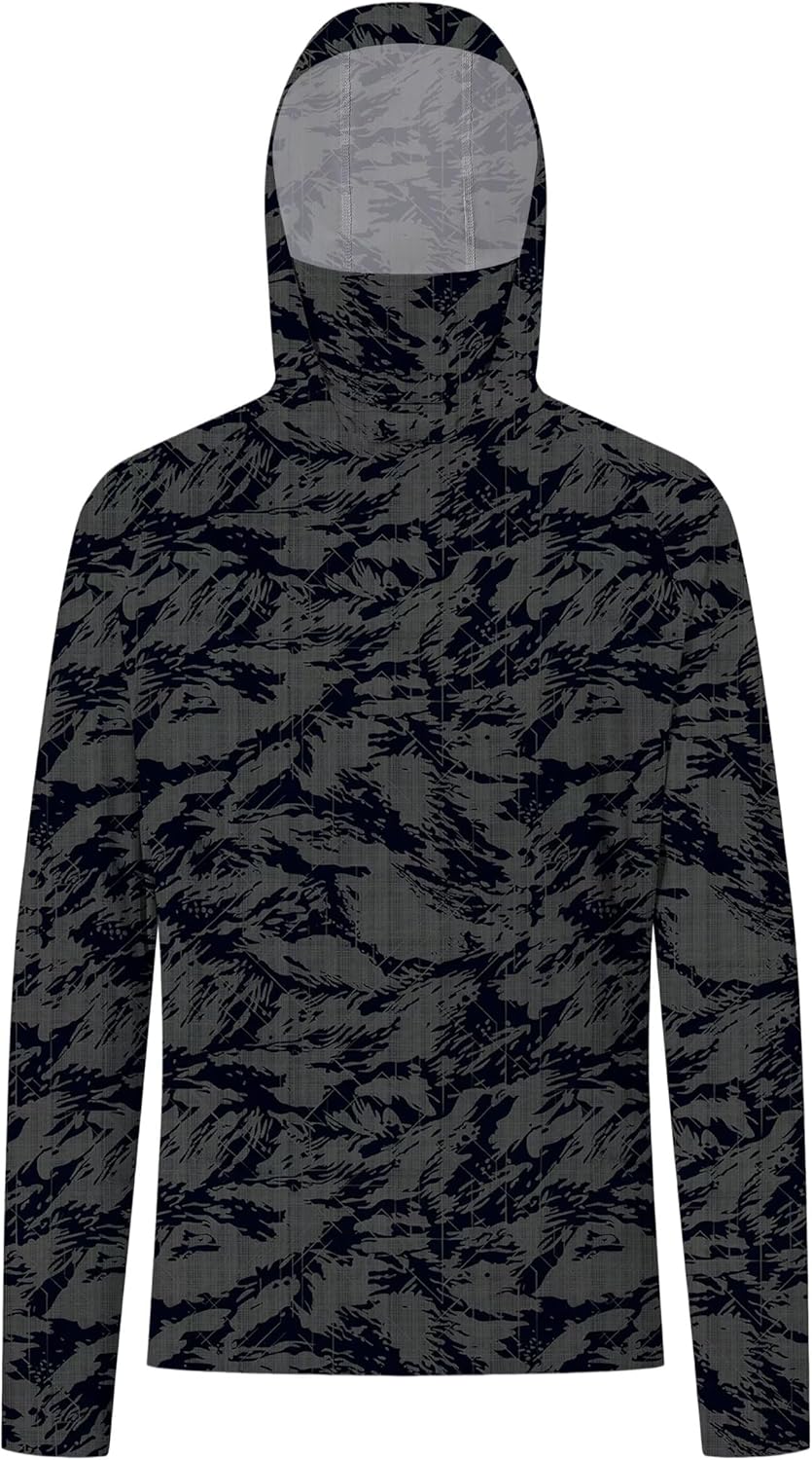 Cromoncent UPF 50+ Long Sleeve UV SPF Fishing Men's Sun Protection Hoodie Shirt Lightweight Shirts with Mask Rash Guard