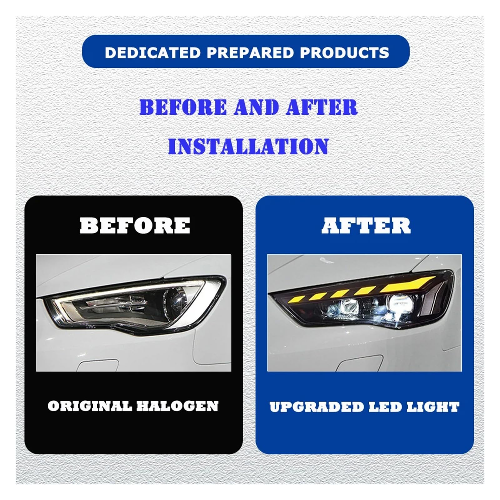 Pasuje do Au//di A3 2013-2016 pełna dioda LED DRL reflektor samochodowy montaż sygnału akcesoria samochodowe zmodyfikowana lampa reflektory LED