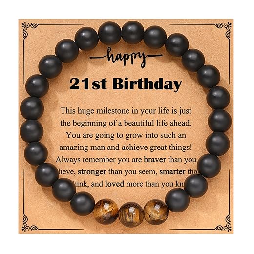 UPROMI 21st Birthday Gifts for Him, 21st Birthday Decorations for Men Him, Best Birthday Gifts for 21 Year Old Male Men Turning 21 Son Grandson Teenage Boys, Happy Birthday Bracelet for Teen Boys 21st Birthday Gift Ideas Present