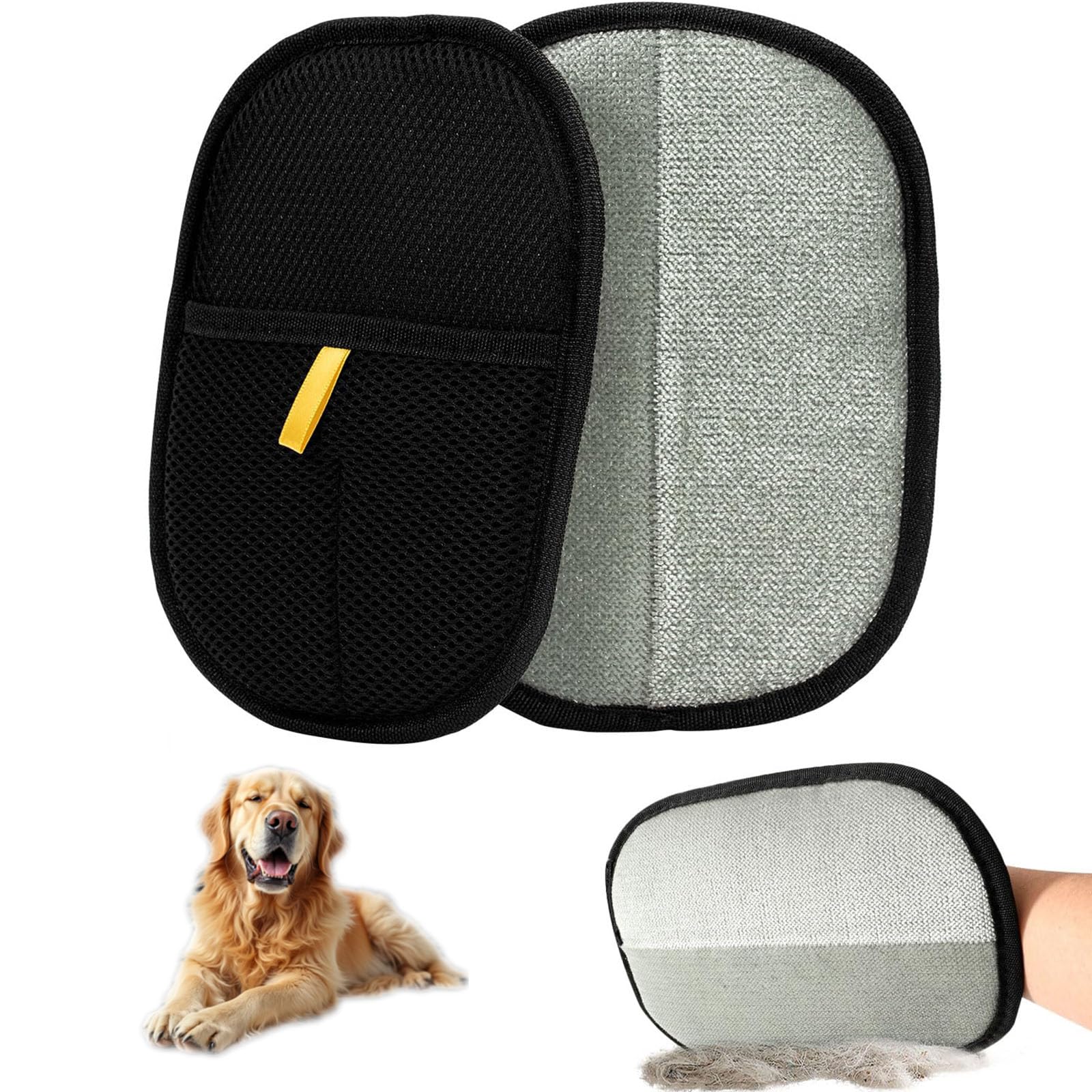 Cat Grooming Glove, 2 PCS Double Sided Pet Grooming Gloves, Static Removal Gloves Pet Hair, Versatile/Reusable