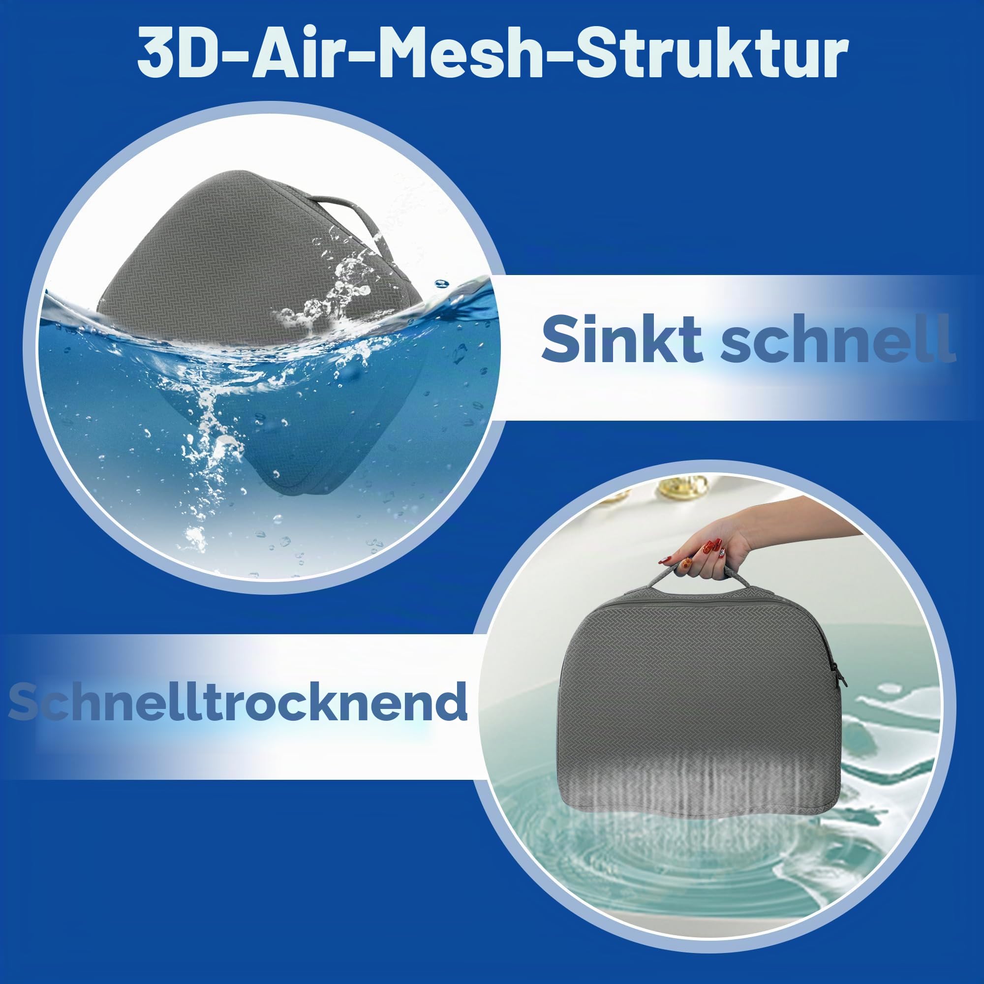 MABOZOO Whirlpool-Sitzerhöhung für Erwachsene, gewichteter Sitzerhöhung, 3D-Air-Mesh-Whirlpool-Kissen, schnell trocknend, Whirlpool-Zubehör, für drinnen und draußen (grau)
