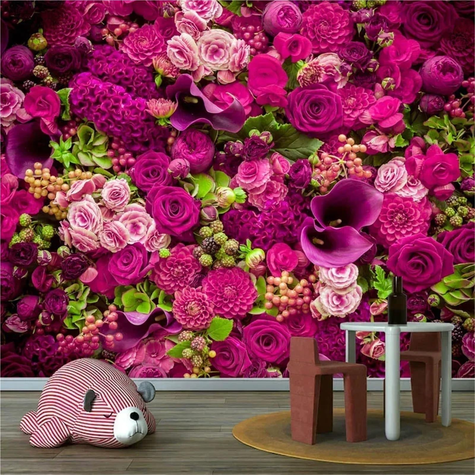 RYQZHHY Floral Peel Stick Wallpaper Multi Style Rose Floral Waterproof Peel and Stick Wall Mural for Living Room and TV Background Layout(Picture 17)