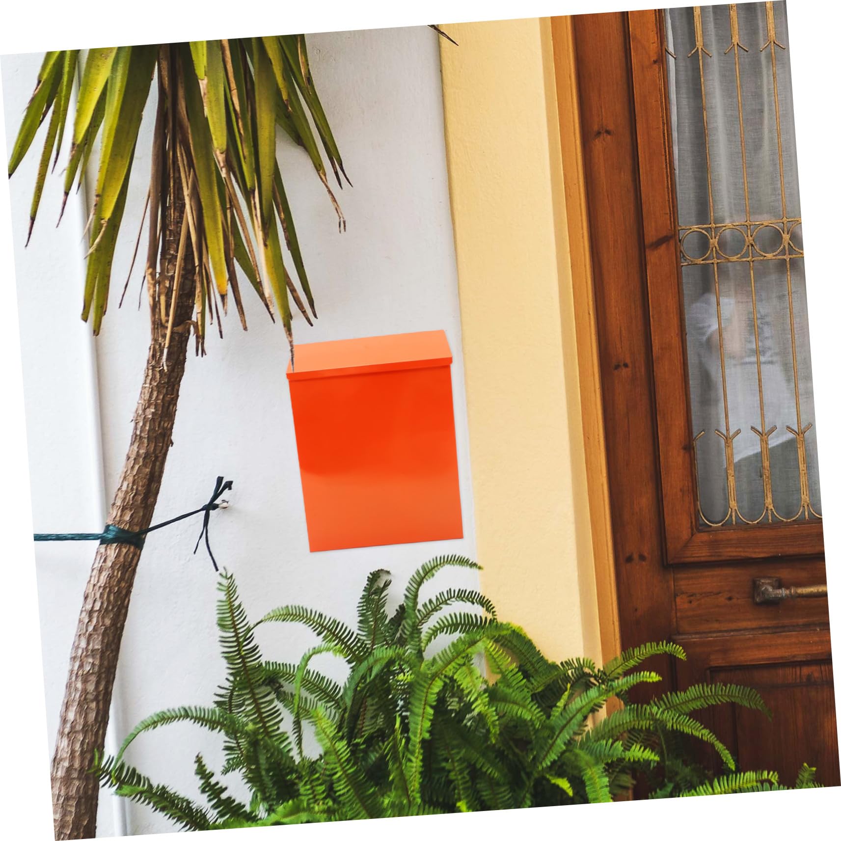 Cassetta Postale Stile Rustico da Parete Arancione in Ferro | Chiusura Lucchetto, Resistente alle Intemperie, Box Decorativo per Posta Vano Raccolta