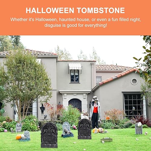 Miniatura 4 de Didiseaon Juguete de broma de Halloween ligero de espuma lápida de espuma para cementerio, lápidas de lápida de espuma de Halloween, lápida de