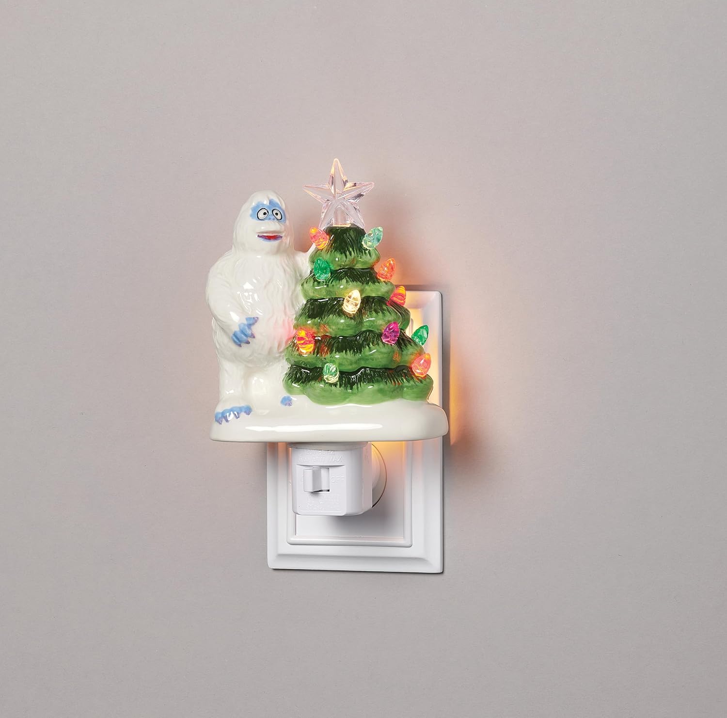 Roman, 6.25" Lighted Bumble Night Light with Vintage Christmas Tree, Swivel Plug, LED Holiday Nightlight,