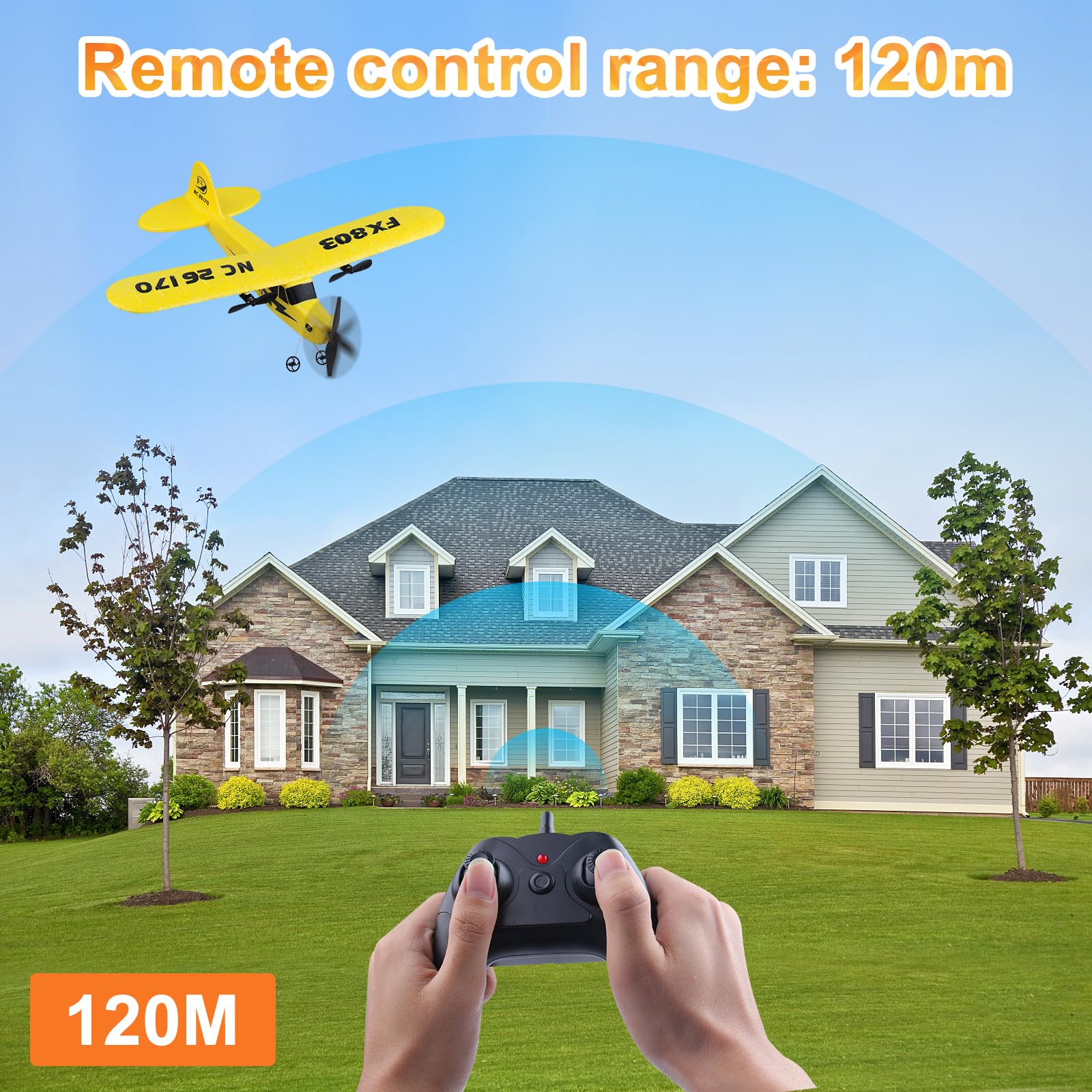 2.4GHz 2-channel Remote Control Airplane: FX803 EPP RC aereo RC aereo per principianti Bambini e adulti giocattolo con ricarica USB Facile da volare, giallo
