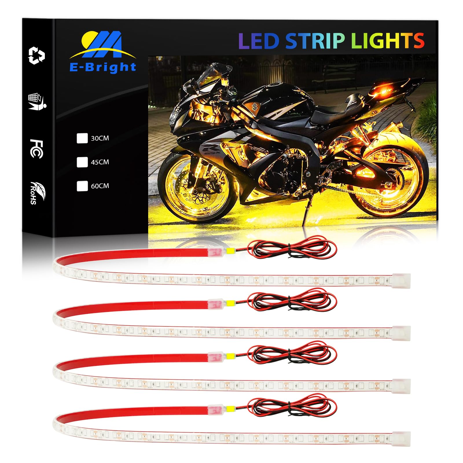 Luces LED moto coche subterránea marina impermeable ámbar 12V 4PCS 7
