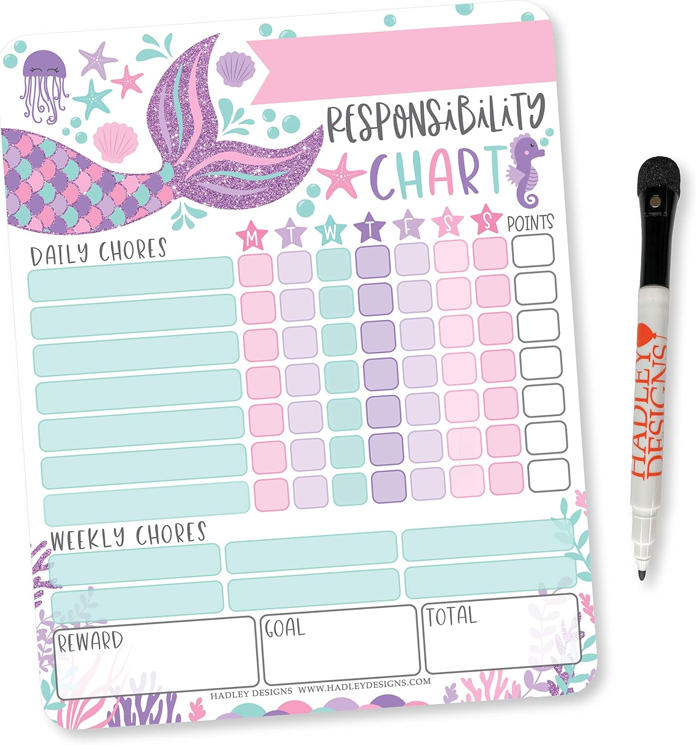 Buy Mermaid Kids Chore Chart Magnetic Reward Chart For Kids Good 