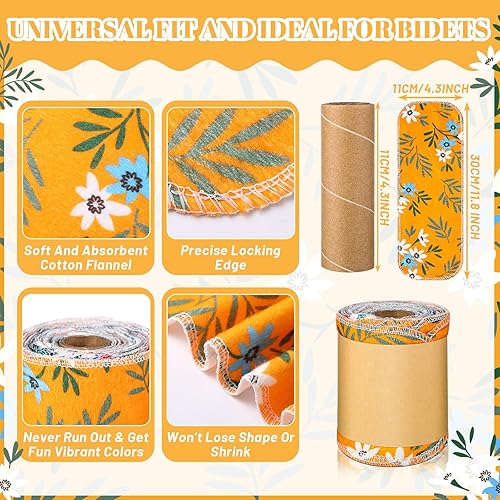 Miniatura 5 de FuWeave Paquete de 60 toallas de bidé reutilizables de papel higiénico, lavables y reutilizables, rollos de toallas sin papel de franela de algodón