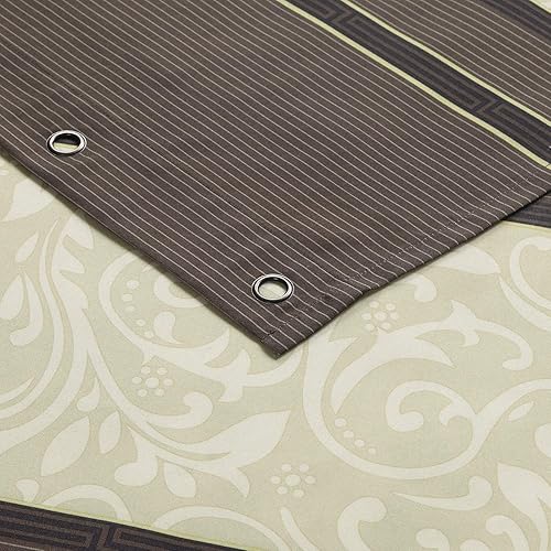 Miniatura 3 de Cortina de ducha de tela, cortina de ducha marrón, cortinas de ducha con patrón de rayas marrón tostado, cortinas de baño decorativas modernas, 72