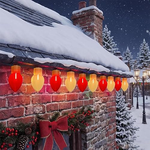 Miniatura 10 de Luces de Navidad Jumbo de 16 pies, Luces de Cadena Navideñas C7 Jumbo para Decoraciones al Aire Libre con 10 Bombillas Multicolor Grandes con Patrón