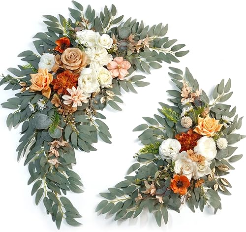 WEIERYUE Kit de flores artificiales para arco de boda (paquete de 2) para arco de boda, despedida de soltera, ceremonia y decoración de fondo de WEIERYUE Kit de flores artificiales para arco de boda (paquete de 2) para arco de boda, despedida de soltera, ceremonia y decoración de fondo de