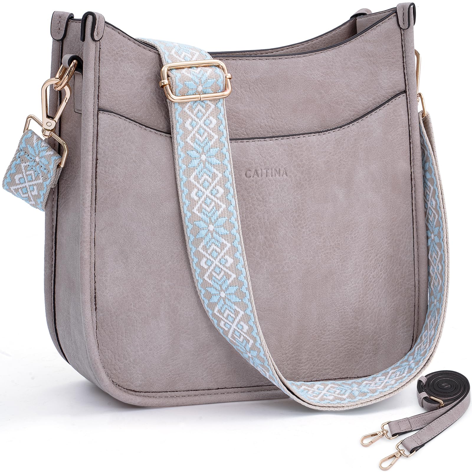 Women's Shoulder Handbags Fashion Vegan Leather Crossbody Bag Shoulder Purse For Ladies with 2PCS Adjustable Strap