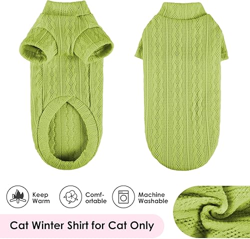 Miniatura 2 de SUNFURA Suéteres de gato solo para gatos, suéter de cuello alto con mangas, camisa de gatos sin pelo Sphynx, ropa transpirable para gatitos, pijama