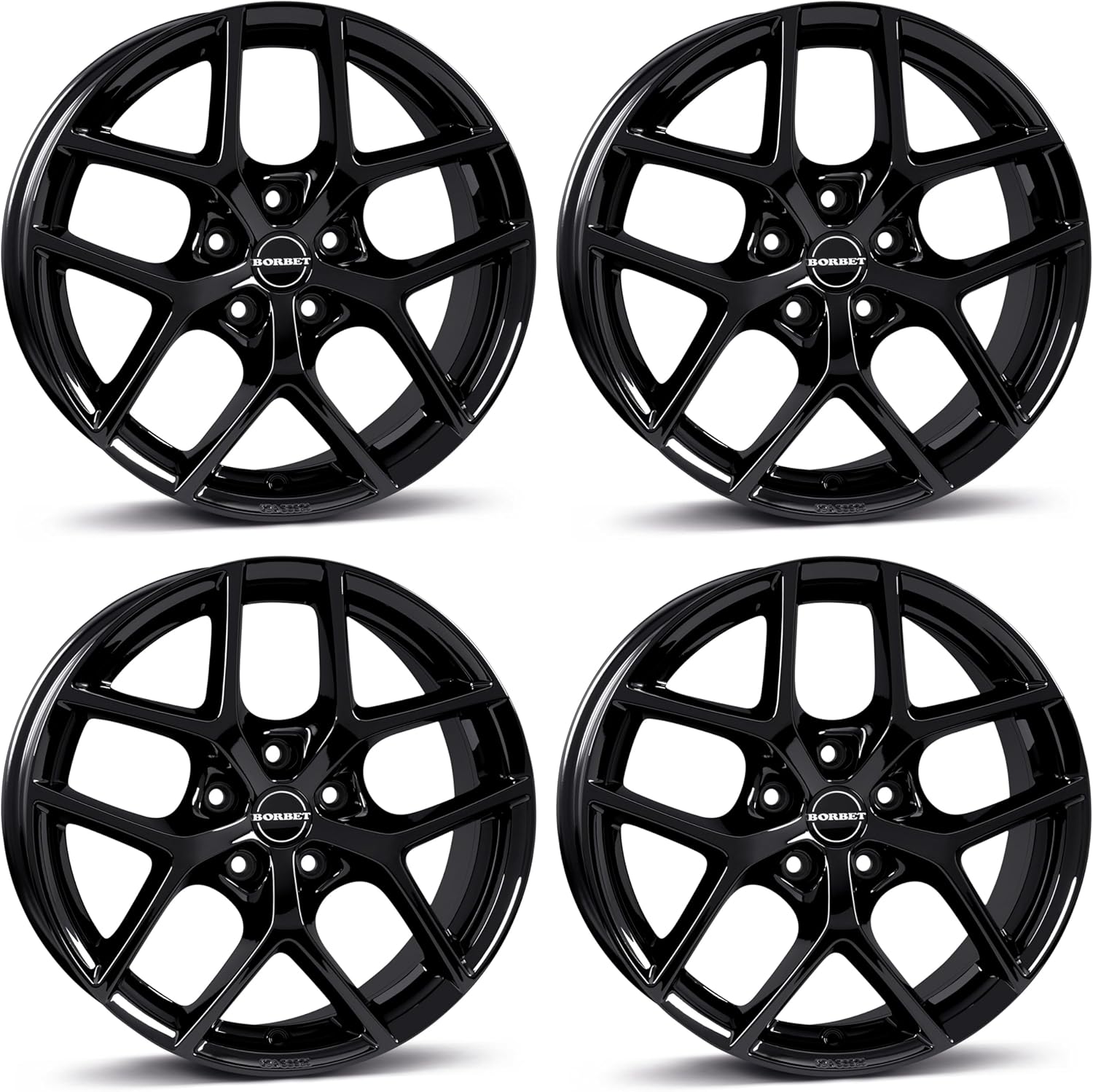 4x Borbet alloy rims Y 6.5x16 ET44 5x114,3 black glossy