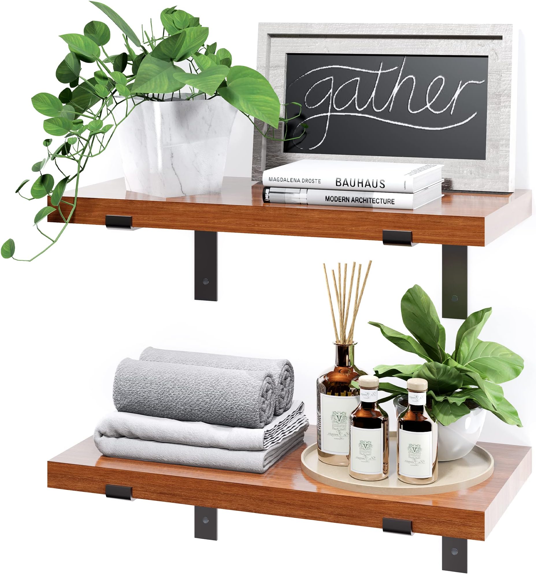 3 Sets Wood Floating Shelves for Wall Decor, Rustic Wood Shelves for Wall Storage