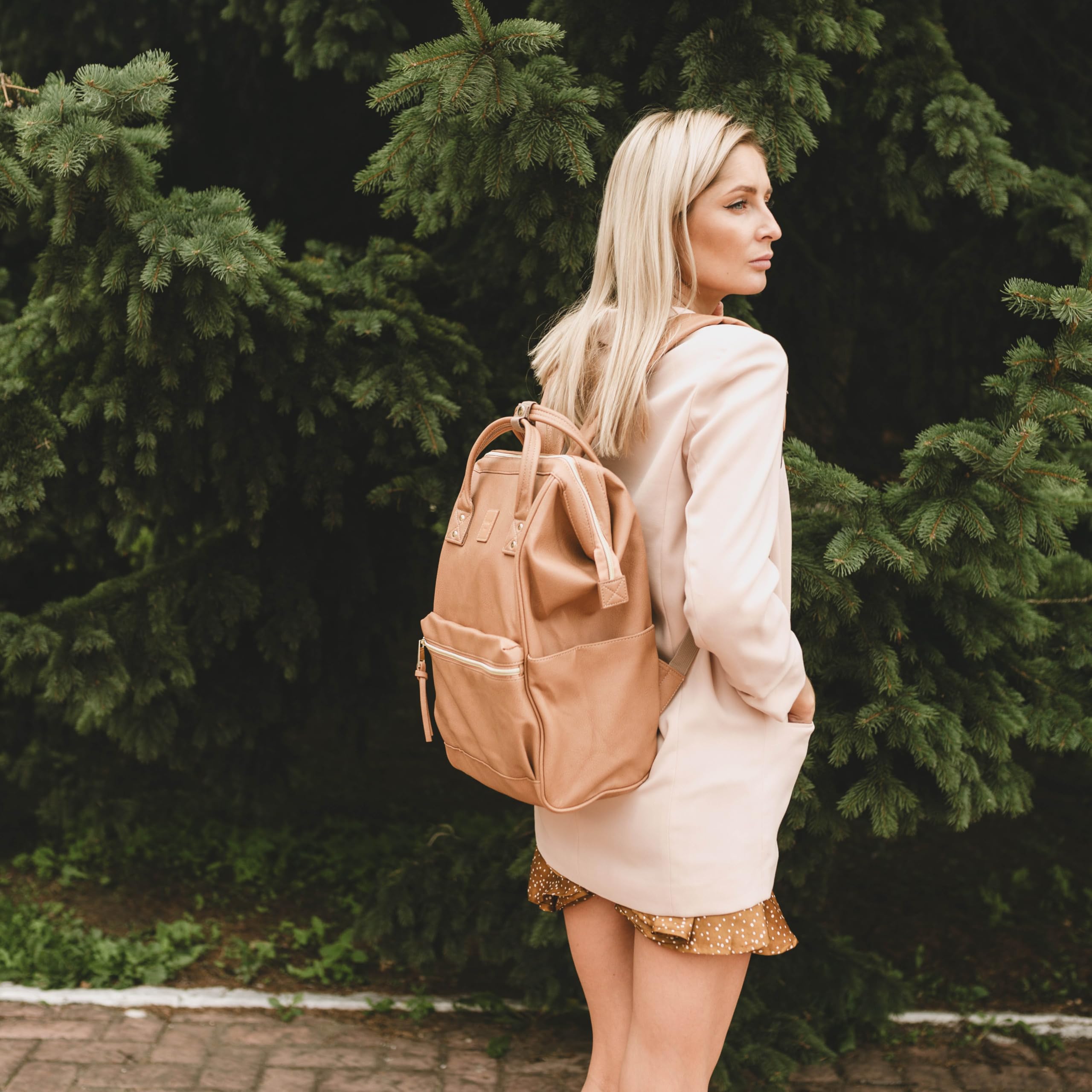 Kah&Kee Sac à Dos Cuir Femme - Portable Ordre PC Compartiment pour Collège, Voyage, Loisir et Travail