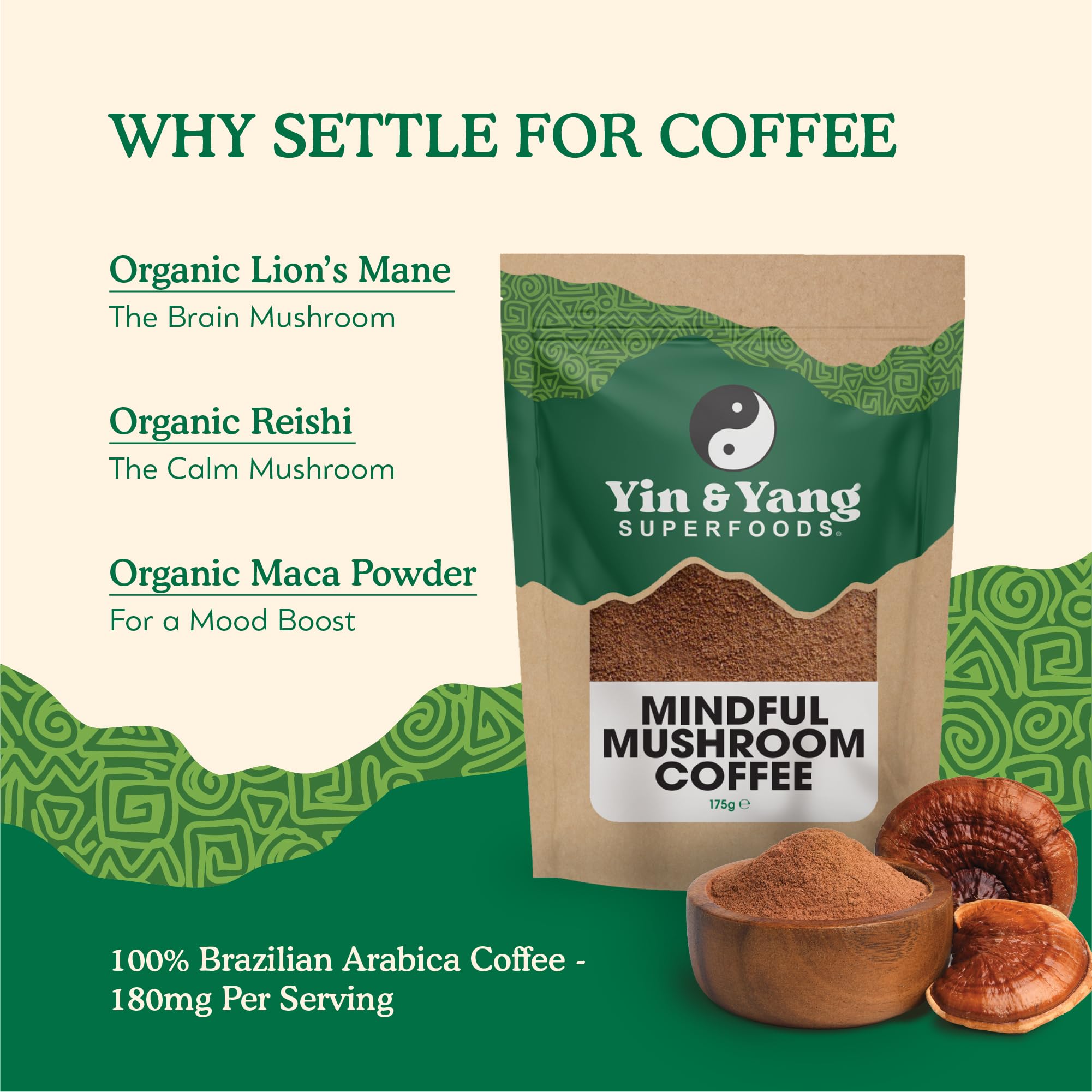 Mushroom Coffee 175g, By Yin & Yang Superfoods (35 Servings - View #2
