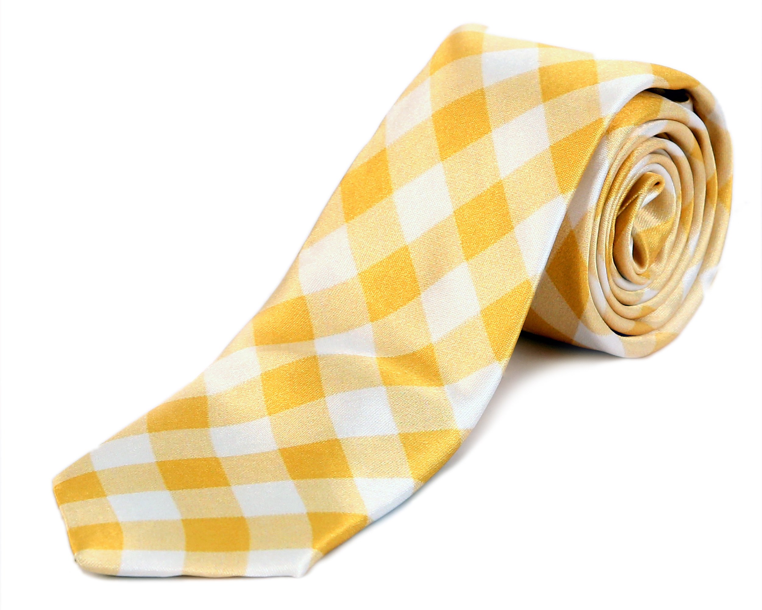 blacksmith Men's Satin Gingham Checks Design Tie (Yellow, Free Size)-picture-10
