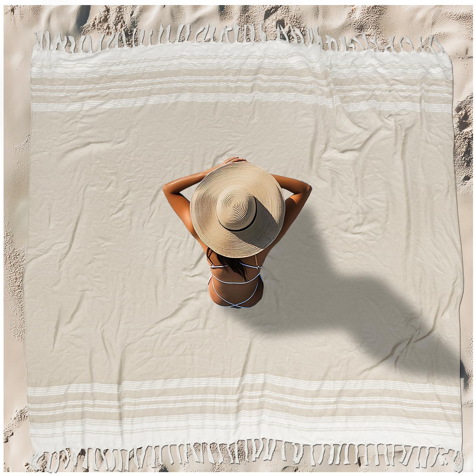 Amazon.com: Vikumond Oversized Turkish Beach Towel Blanket XXL