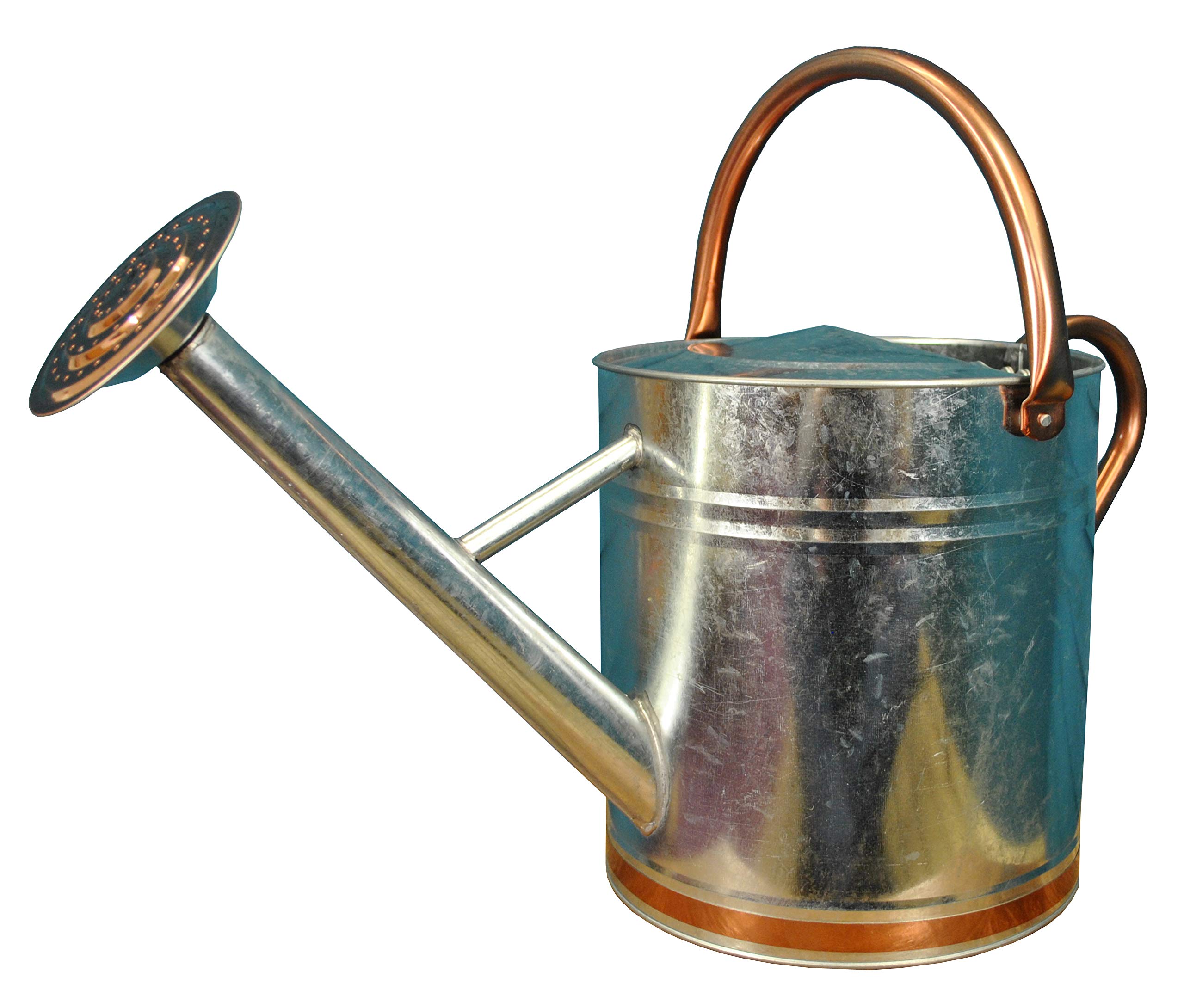 Selections Silver Galvanised & Copper Trim Metal Watering Can (9 Litre)