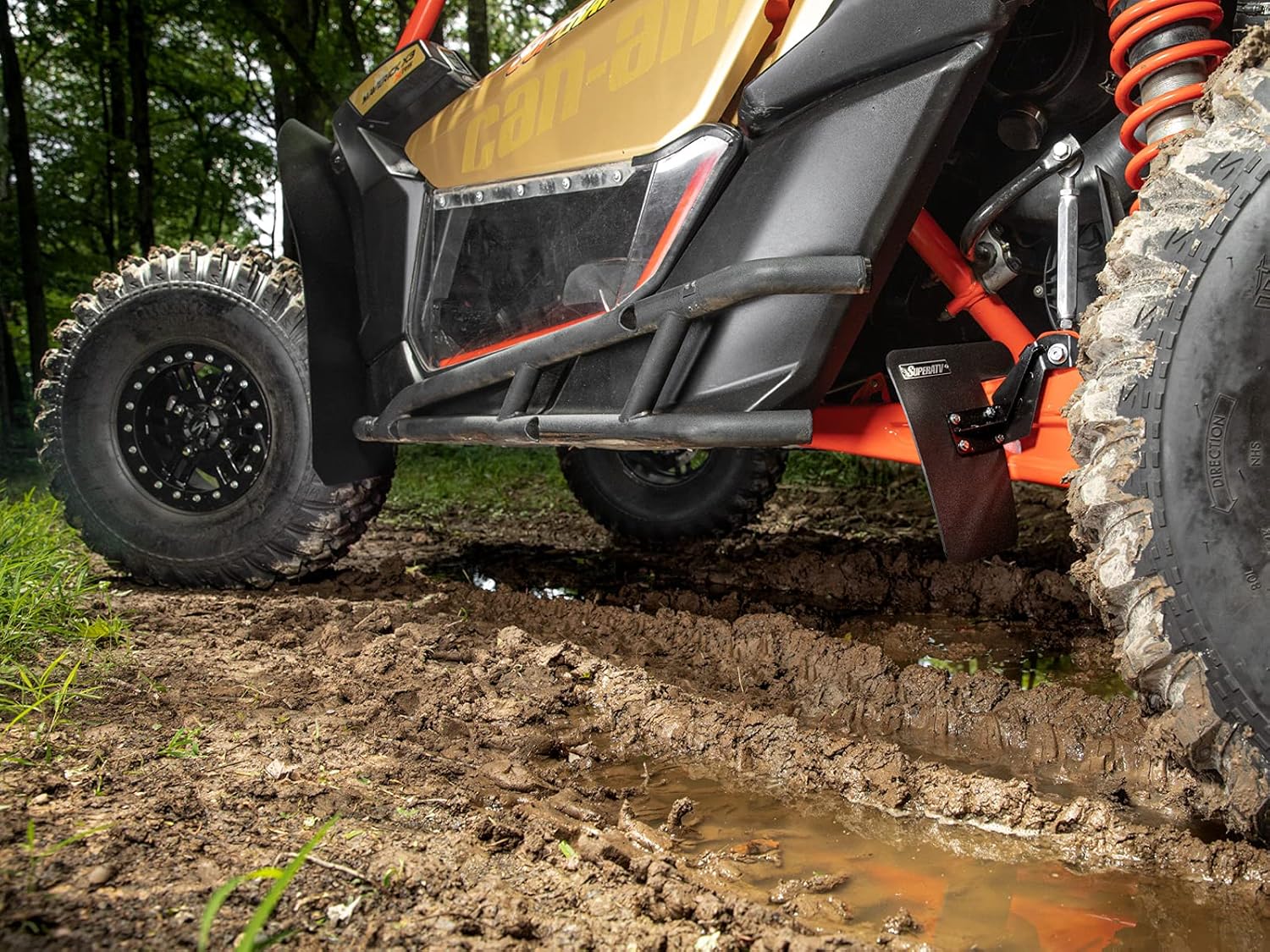 SuperATV 72" OEM Trailing Arm Guards Compatible with Can Am Maverick X3 Turbo/MAX Turbo (See Fitment) | Made of 1/8 Inch LDPE | Flexible and Lightweight | 7 Inch by 10 7/8 Inch Mud Flaps | USA Made