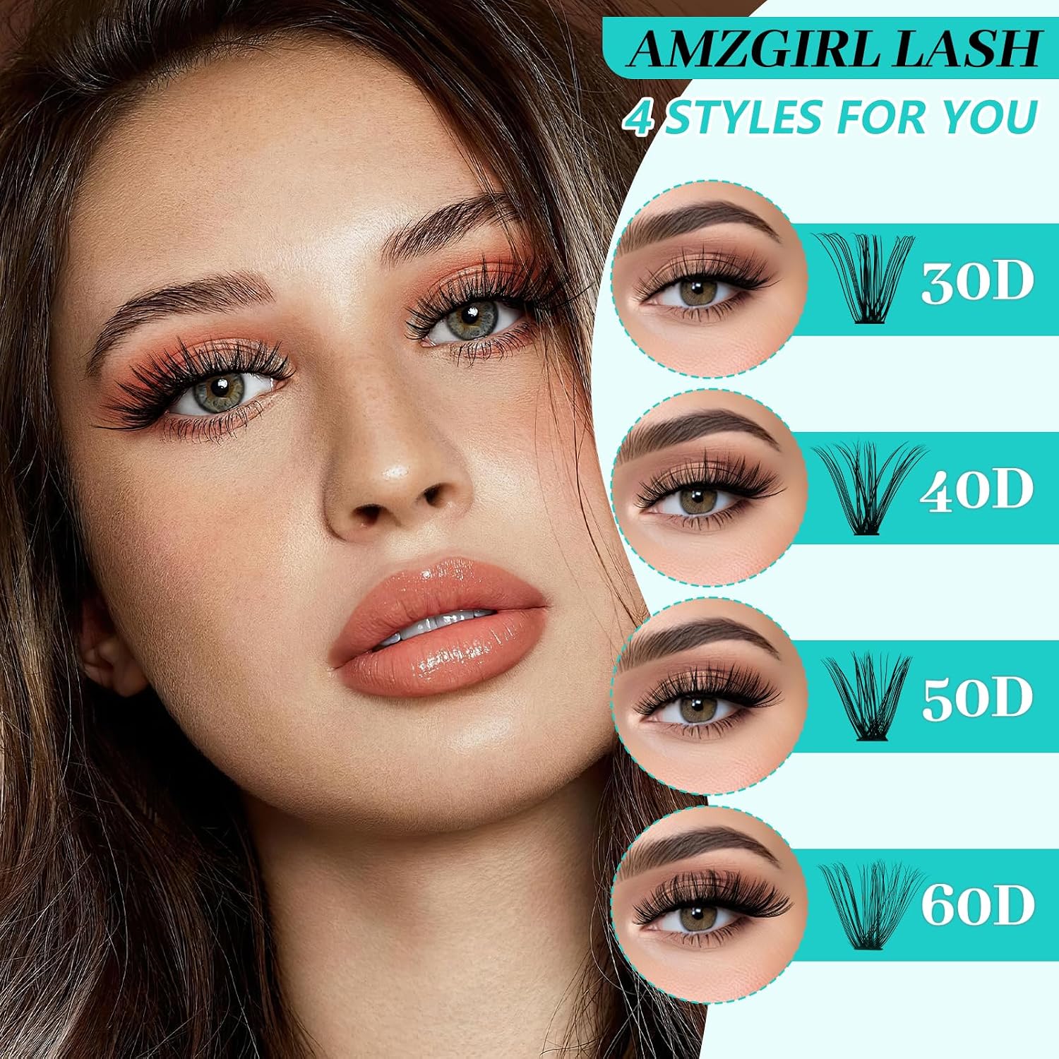 Lash Clusters Kit 640Pcs, Eyelash Clusters Extensions Kit 30D+40D+50D+60D, Lash Bond and Seal Waterproof, Lash Remover and Tweezers and Function Brush for DIY Lash Extension Kit(D-Mix9-16mm Kit)