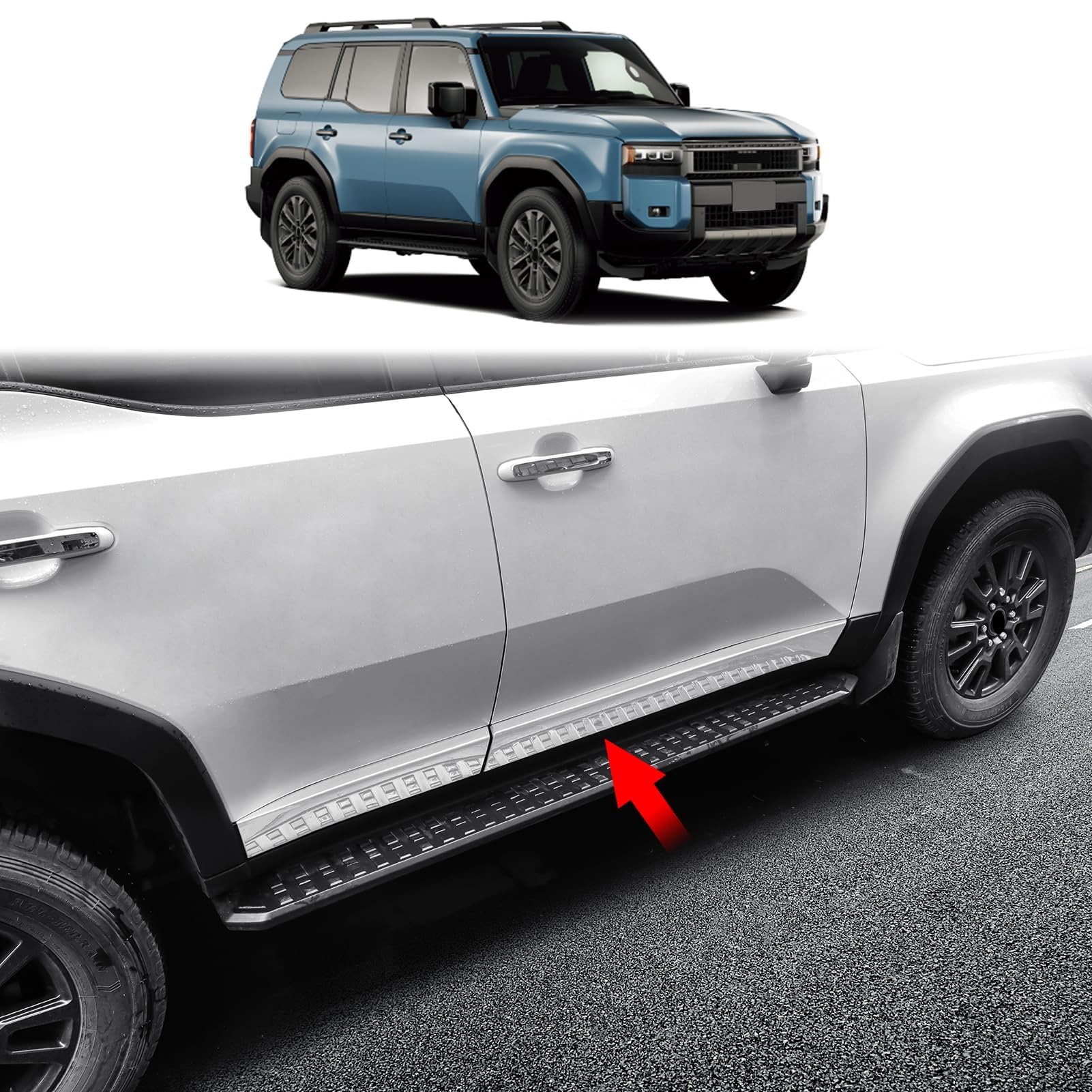 Car Body Trim Strip Suitable for 2020-2025 Toyota Land Cruiser 250 1958 Prado LC250 Anti-Scratch Door Strip ABS