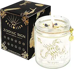 Presente de velas do signo do zodíaco escorpião, frasco de velas de cristais do zodíaco, velas de soja perfumadas de lavanda astrologia, melhores amigos, presentes para mulheres, homens, irmã e
